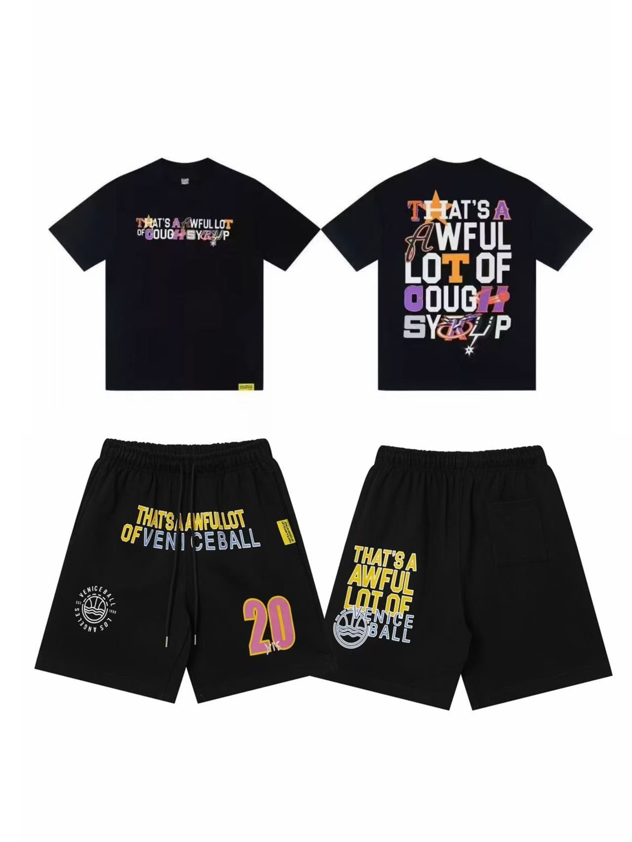 THAT'S A AWFUL LOT OF COUGH SYRUP Text Logo Short-Sleeve Set — front