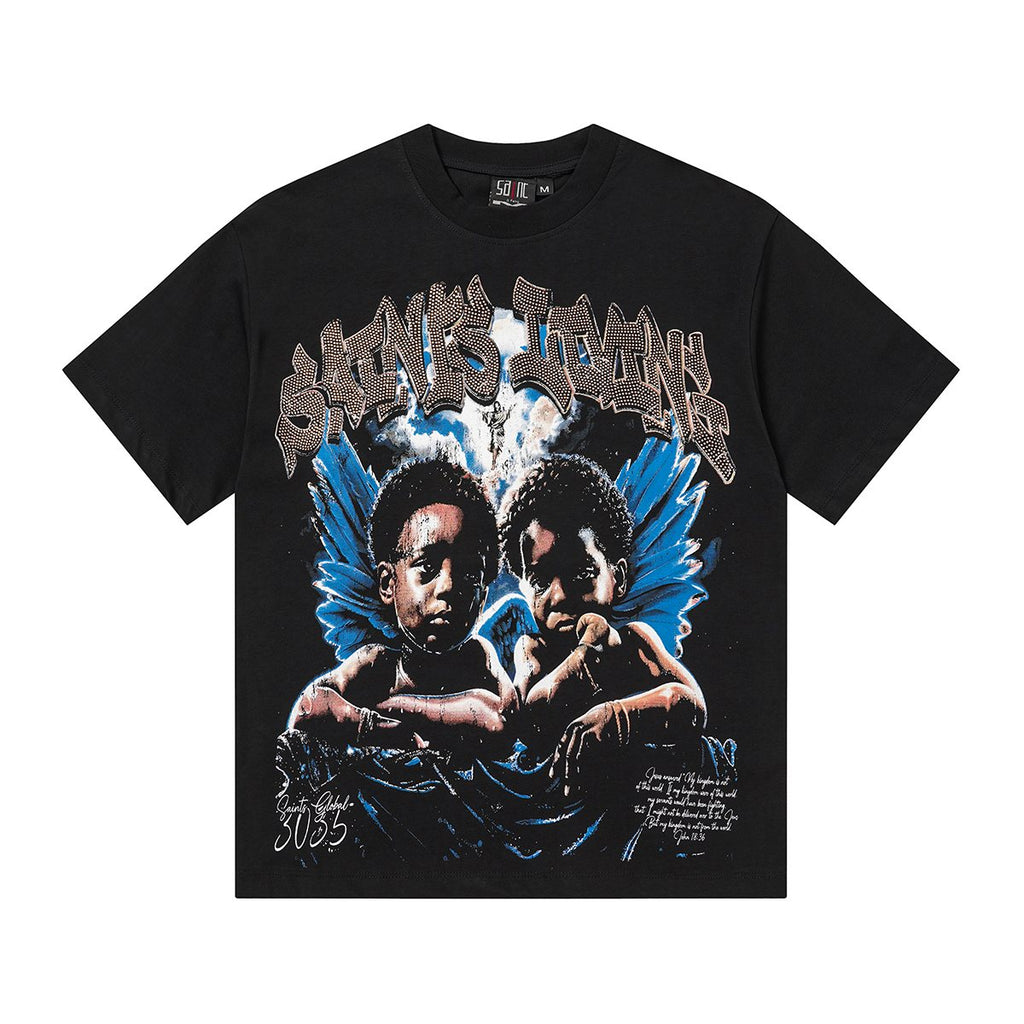 SAINT Rhinestone Graphic Short-Sleeve T-Shirt — front
