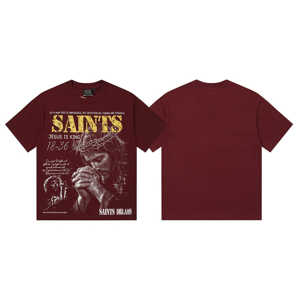 SAINT Religious Graphic Short-Sleeve T-Shirt — front