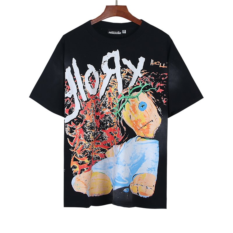 HELLSTAR Washed Black Front & Back Graphic T-Shirt — front