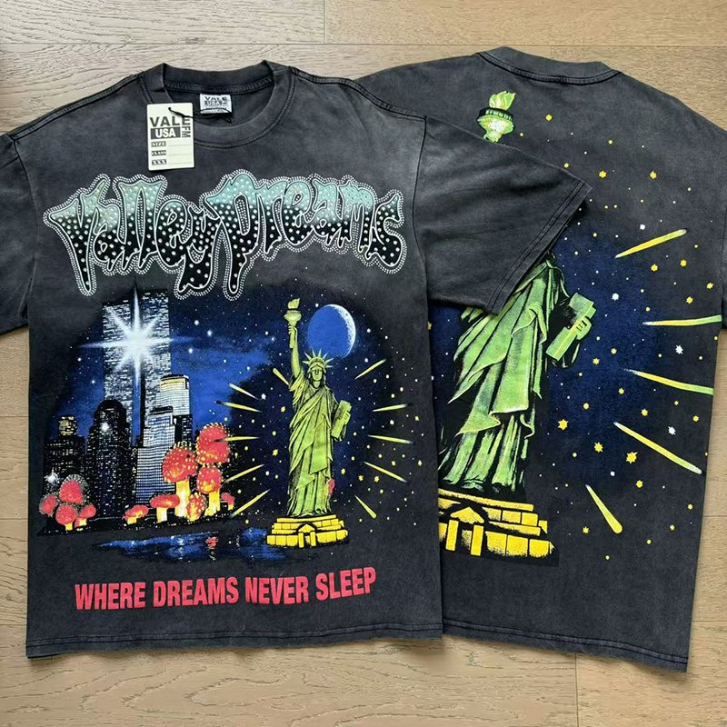 VALE USA Washed Black Rhinestone Graphic T-Shirt — comparison