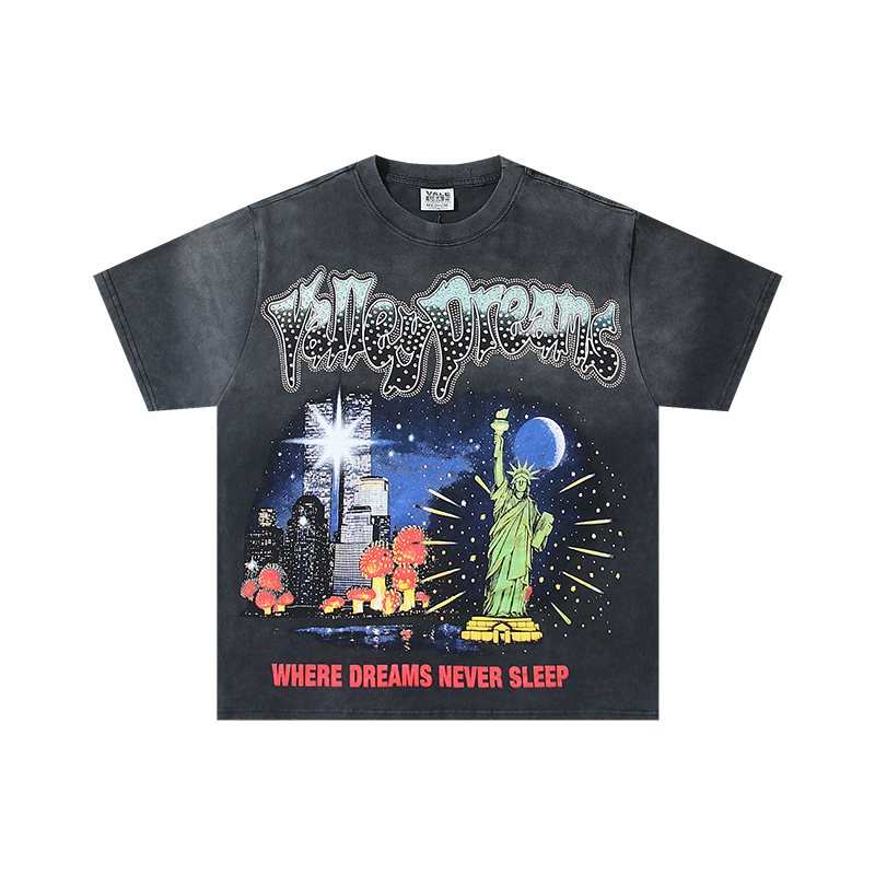 VALE USA Washed Black Rhinestone Graphic T-Shirt — hero