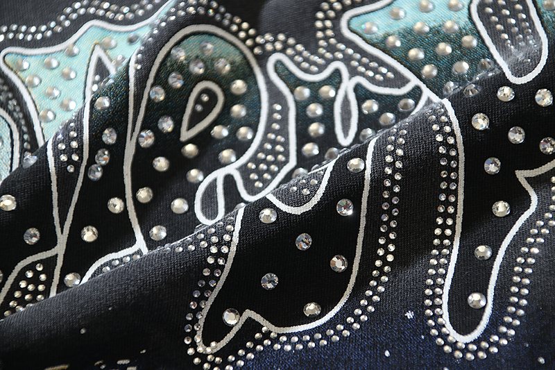 VALE USA Washed Black Rhinestone Graphic T-Shirt — detail