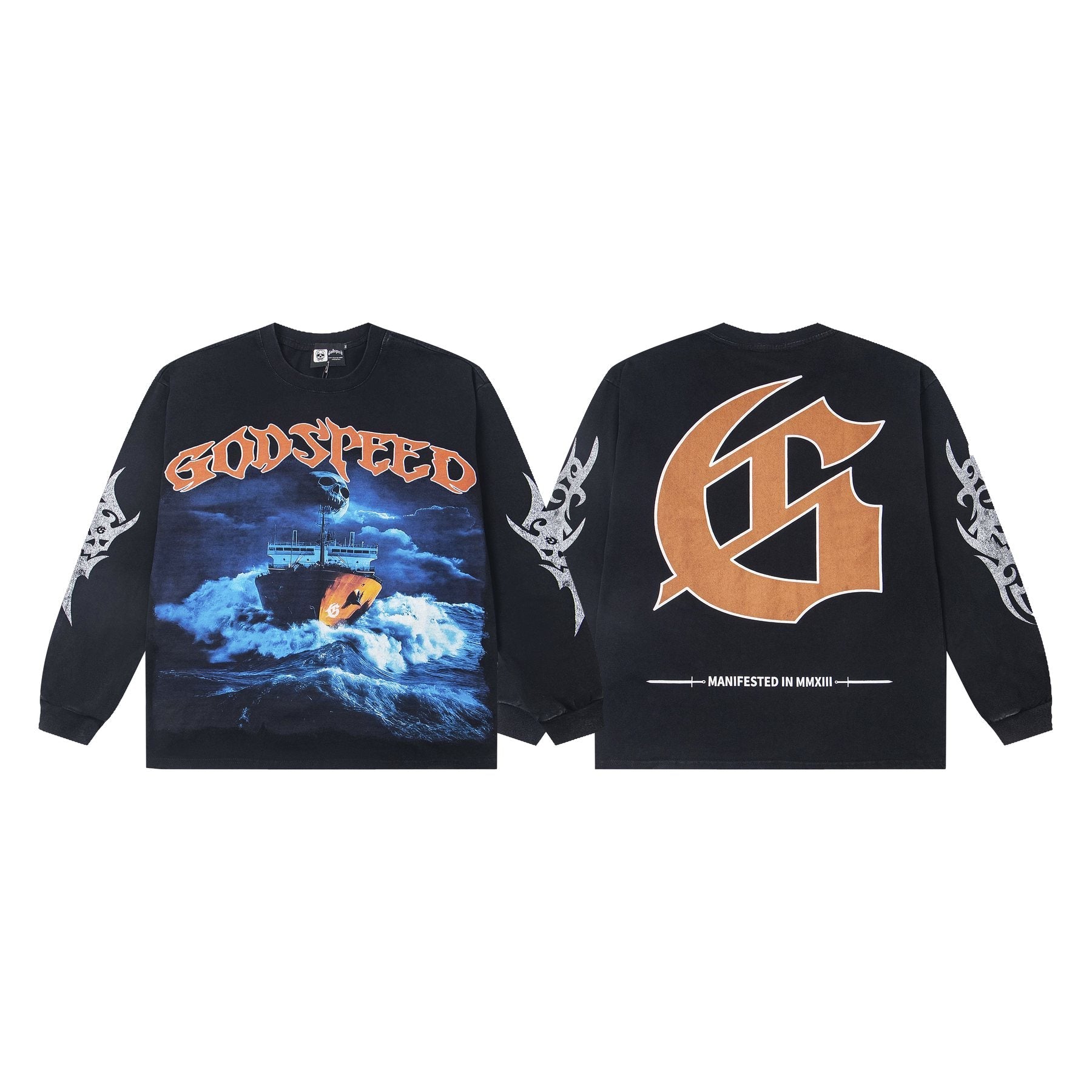 Godspeed Ship Graphic Long-Sleeve T-Shirt — comparison