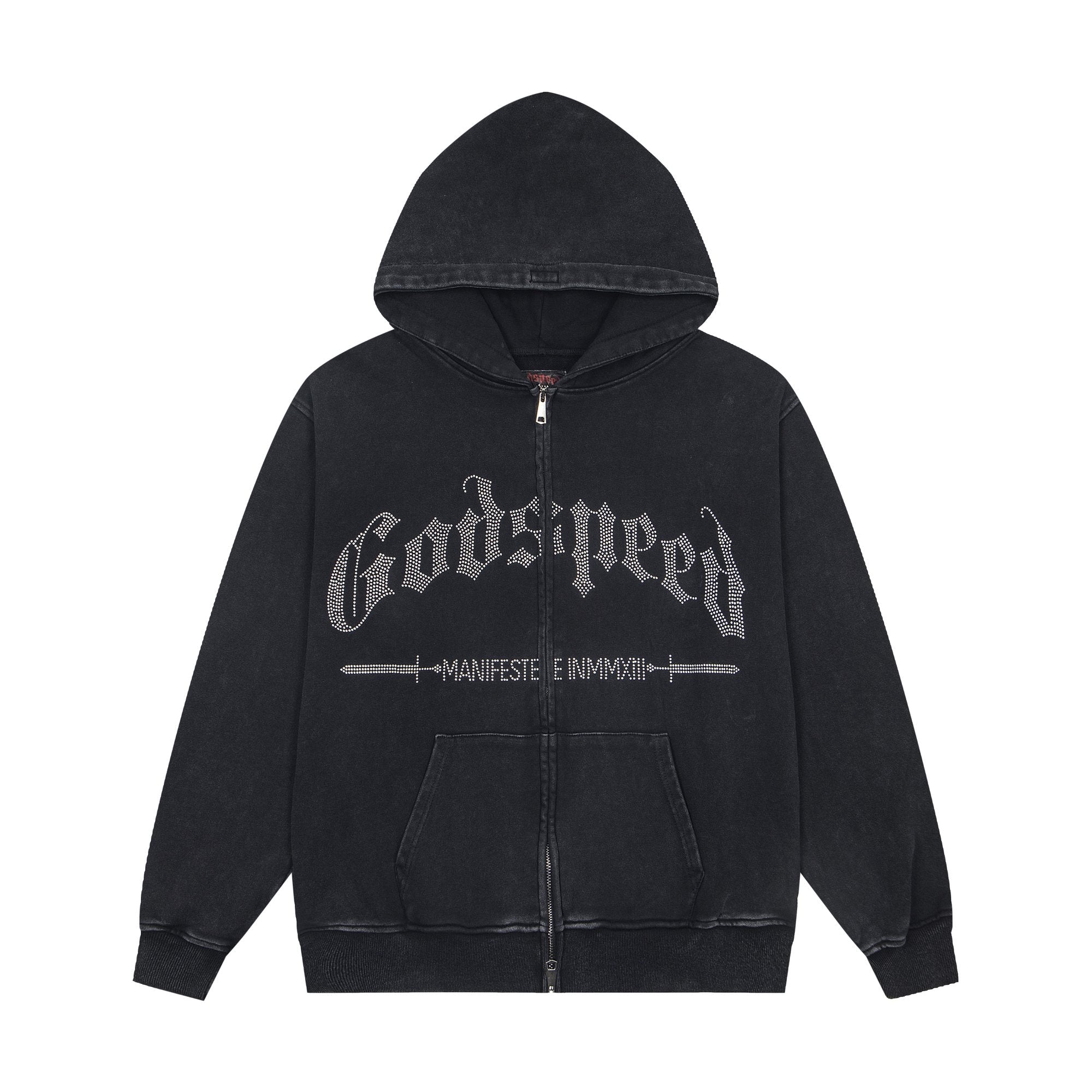 Godspeed Washed Gothic Graphic Full-Zip Hoodie — hero