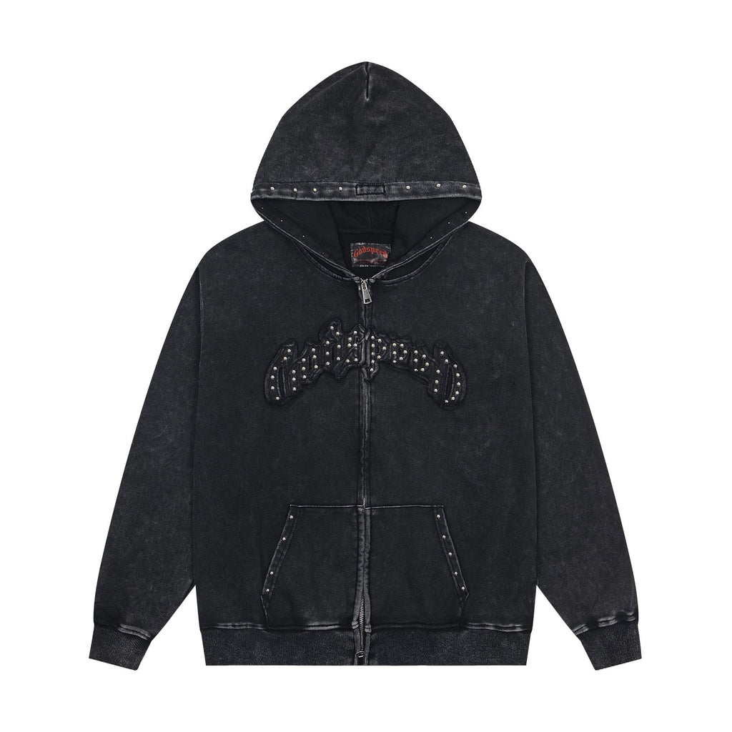 Godspeed Rhinestone-Style Zip Hoodie — front