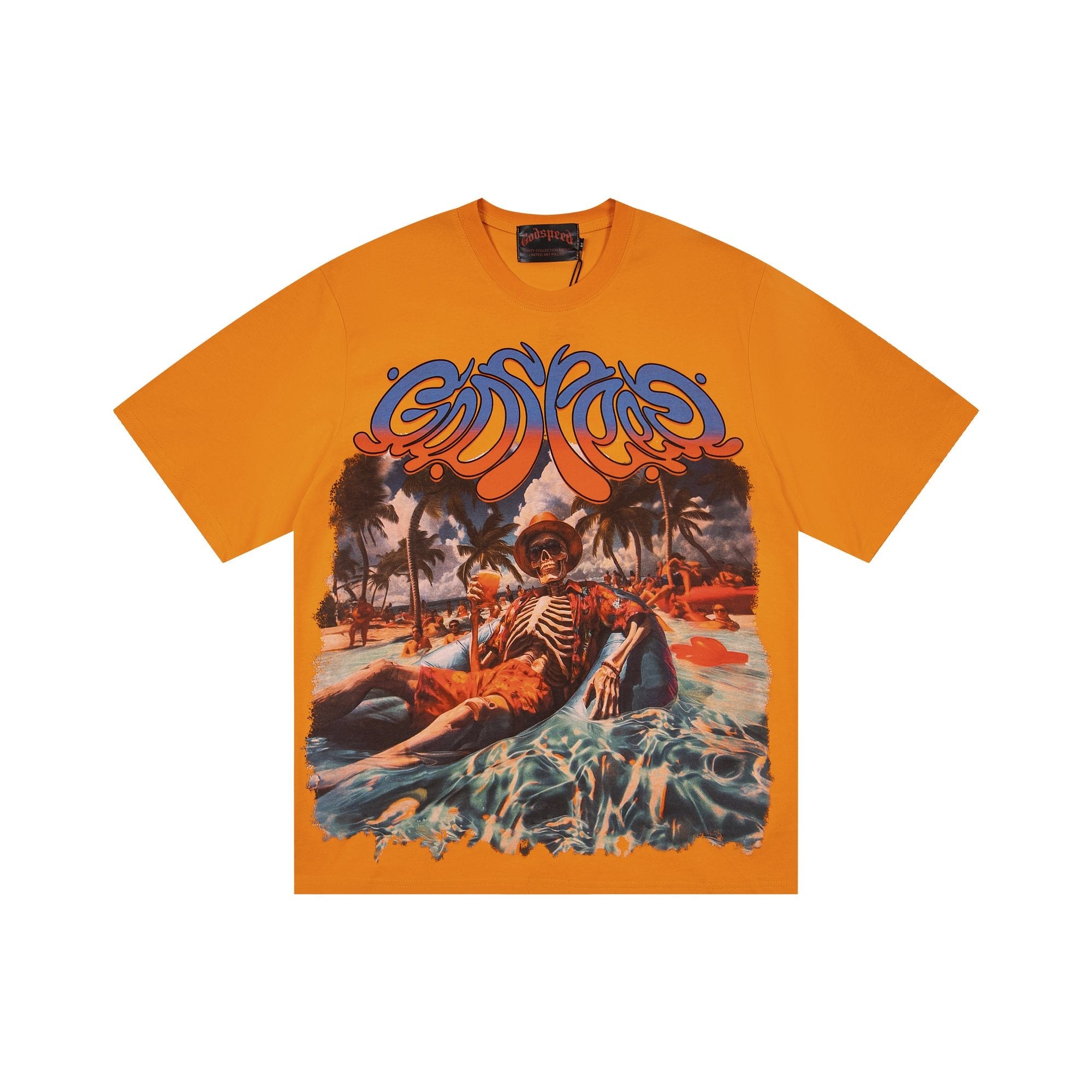 Godspeed Beach Skeleton Graphic T-Shirt — hero
