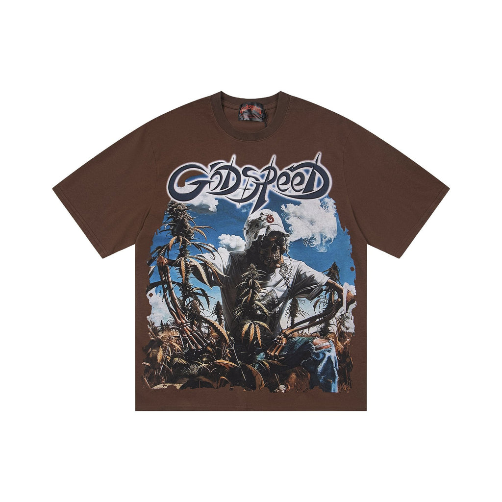 Godspeed It's Legalized Skeleton Palm Graphic T-Shirt — front