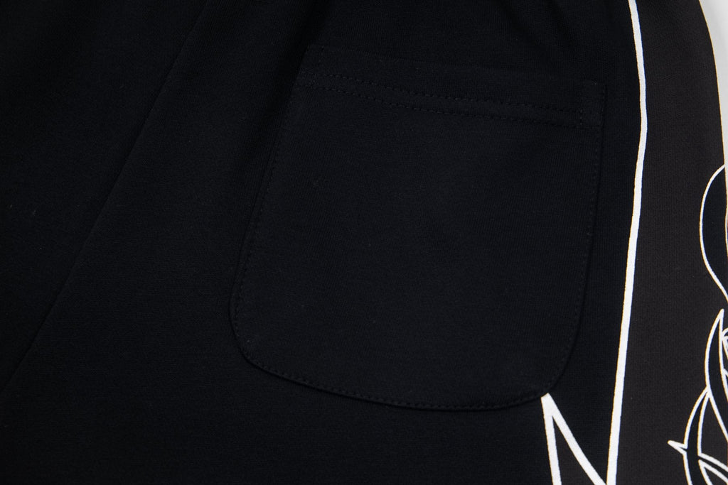 Godspeed Printed Side-Panel Drawstring Shorts — detail