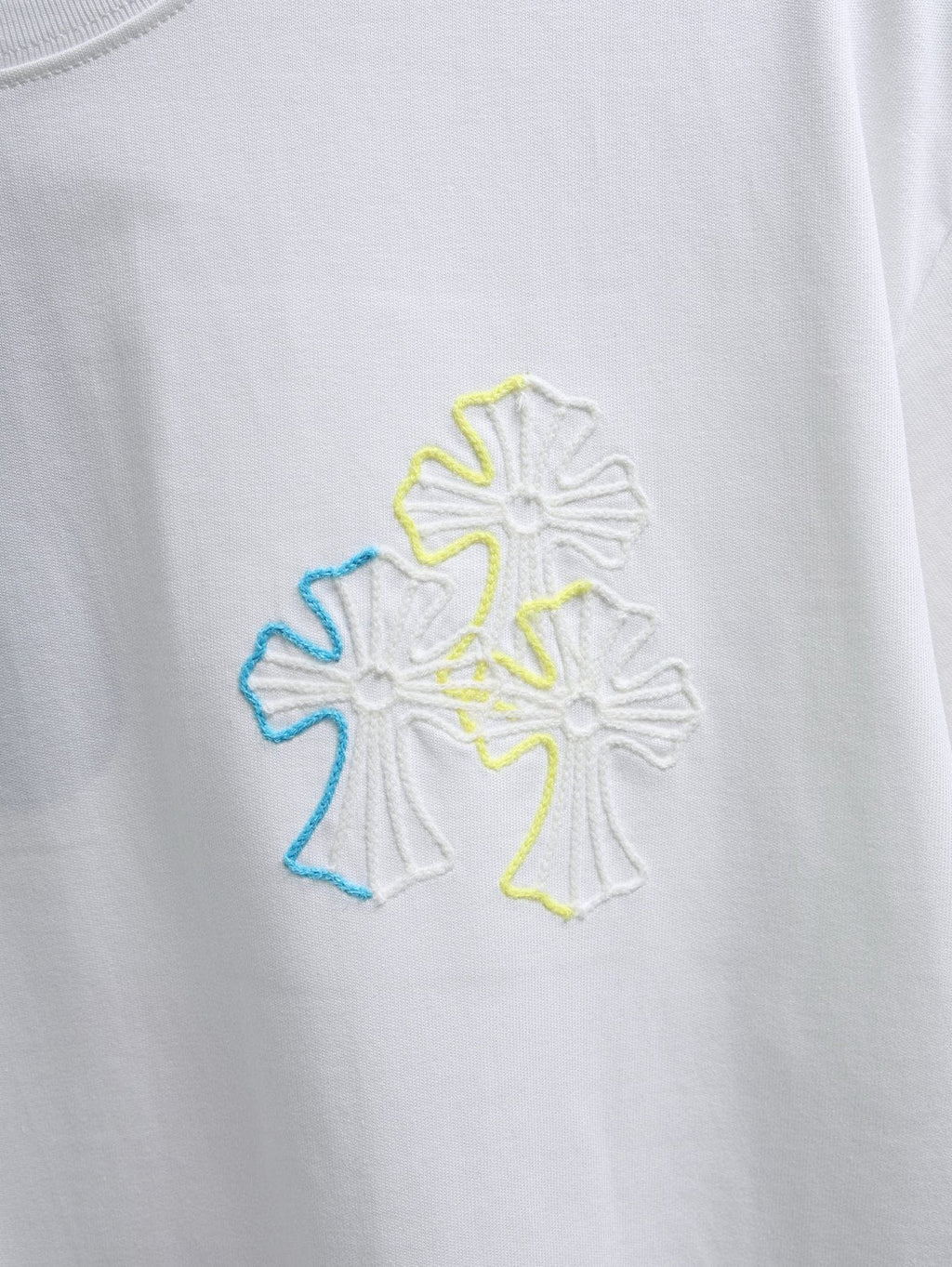 Chrome Hearts Floral Cross Embroidered T-Shirt — detail