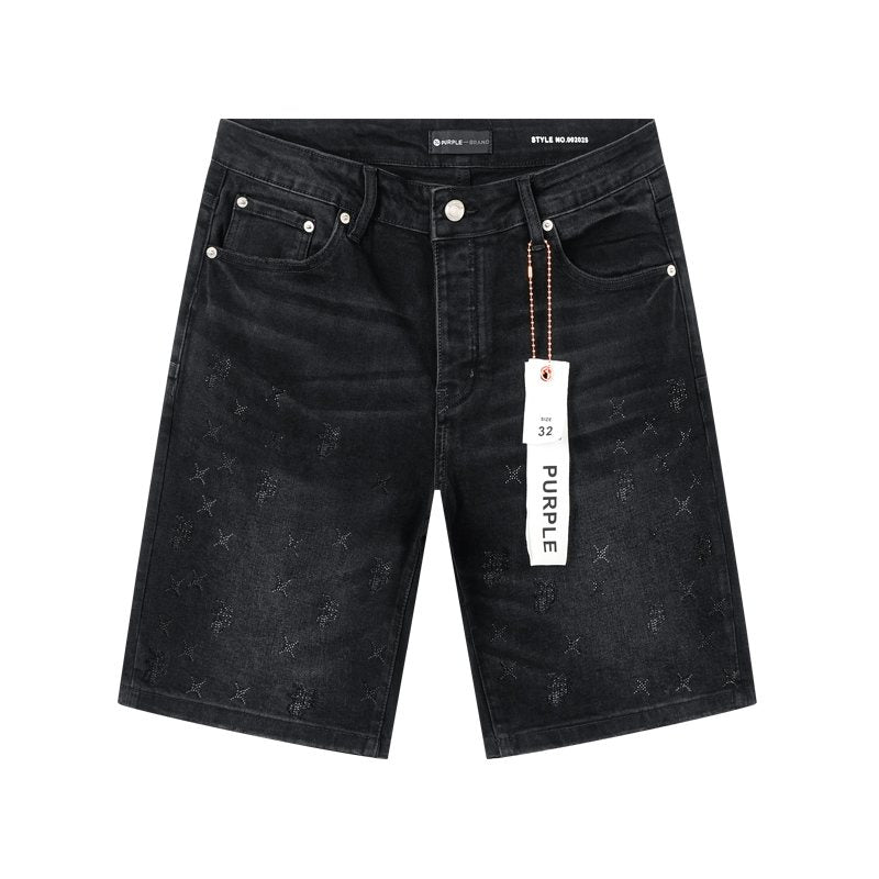 Purple Brand Star Embellished Denim Shorts — hero