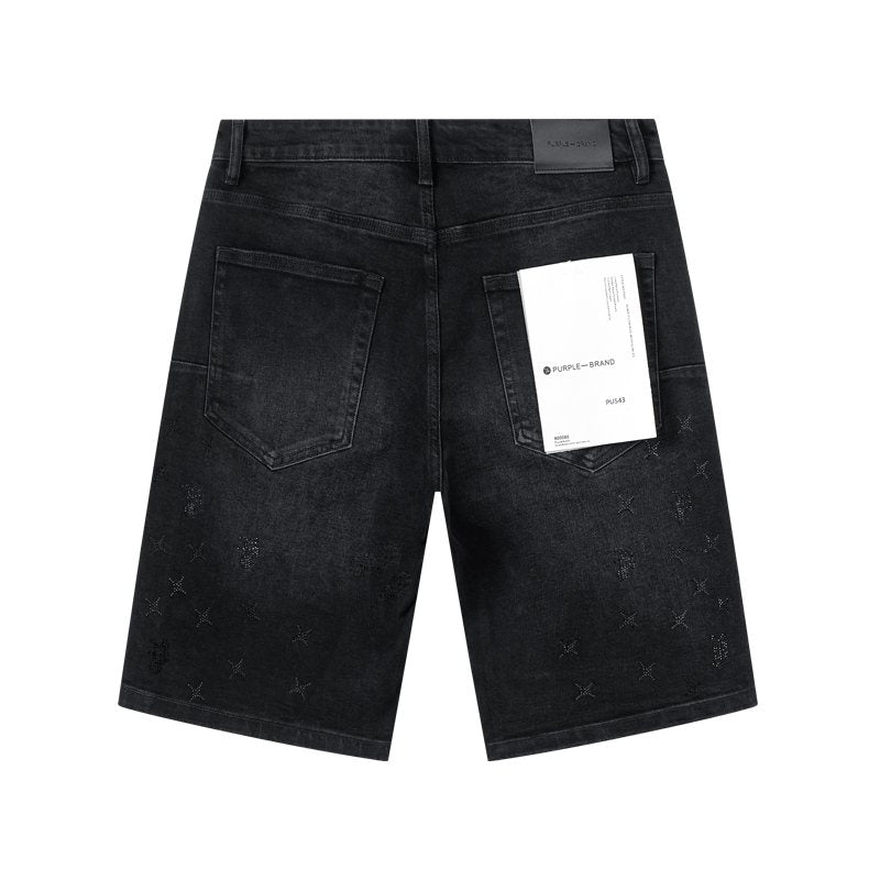 Purple Brand Star Embellished Denim Shorts — back
