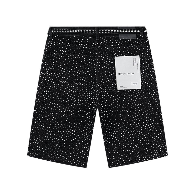 Purple Brand Rhinestone Denim Shorts — back