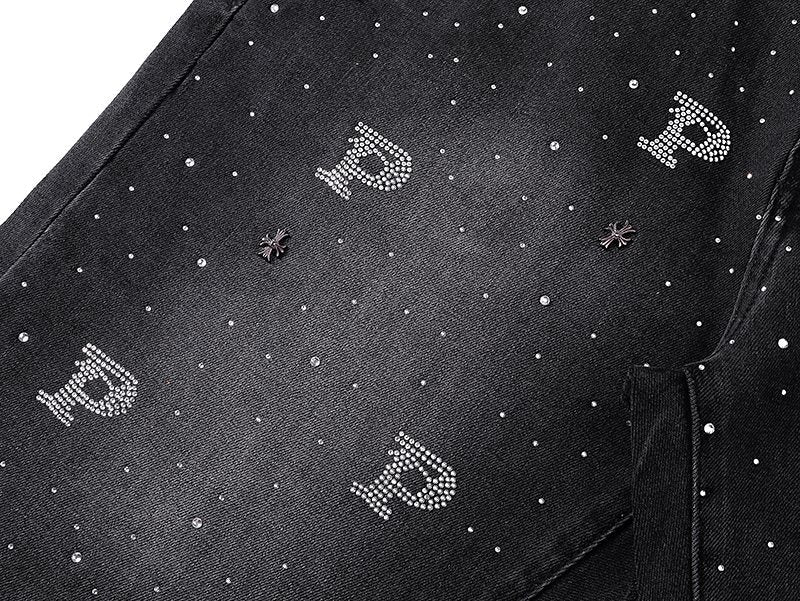 Purple Brand Rhinestone Washed Denim Shorts — detail