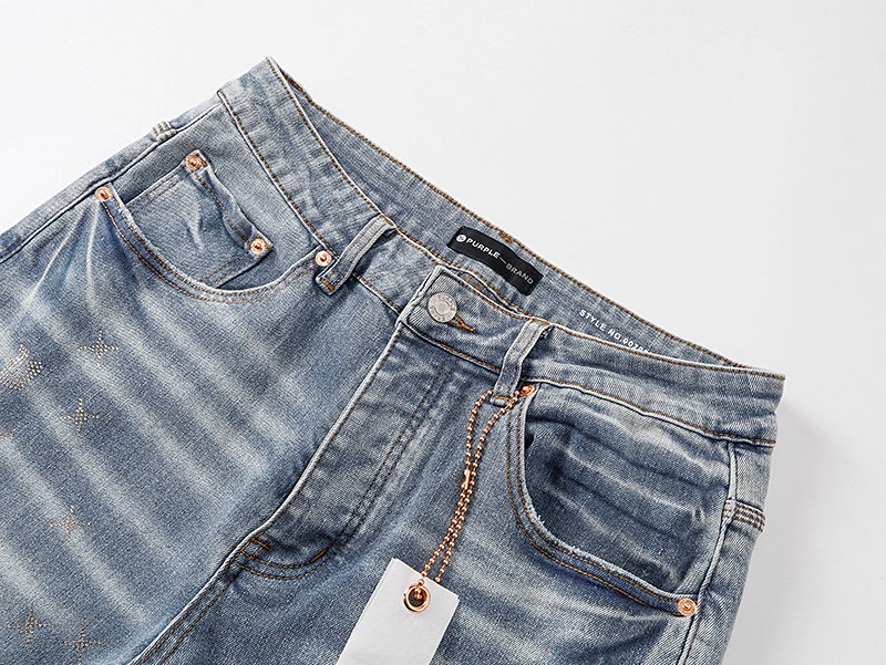 Purple Brand Light Blue Embellished Washed Jeans — detail