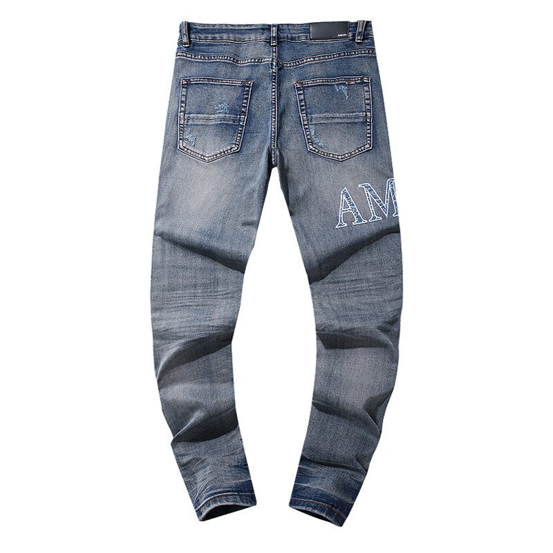 AMIRI Blue Washed Embroidered Jeans — back
