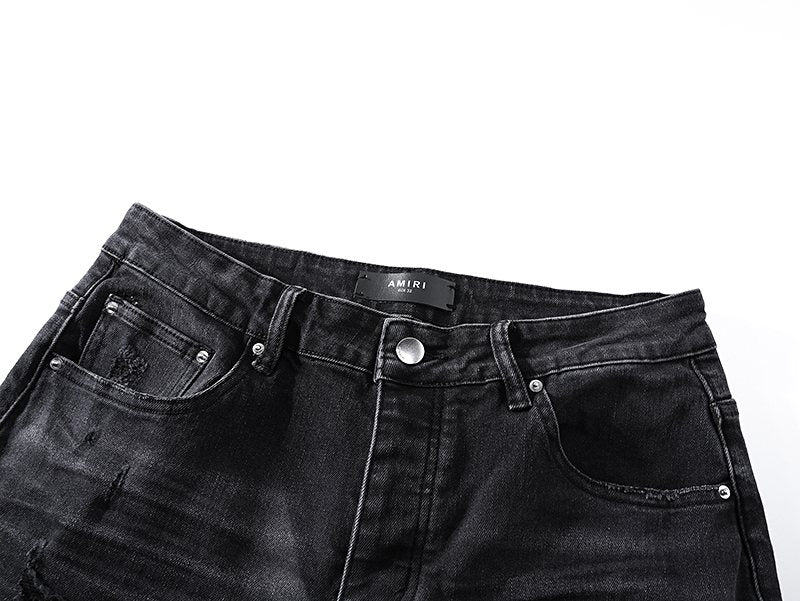 AMIRI Distressed Black Washed Jeans — detail