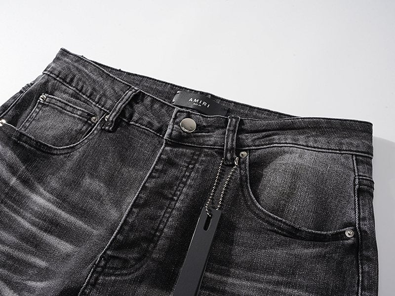 AMIRI Black Distressed Washed Jeans — detail