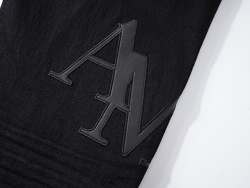 AMIRI Tonal Letter Graphic Black Jeans — detail
