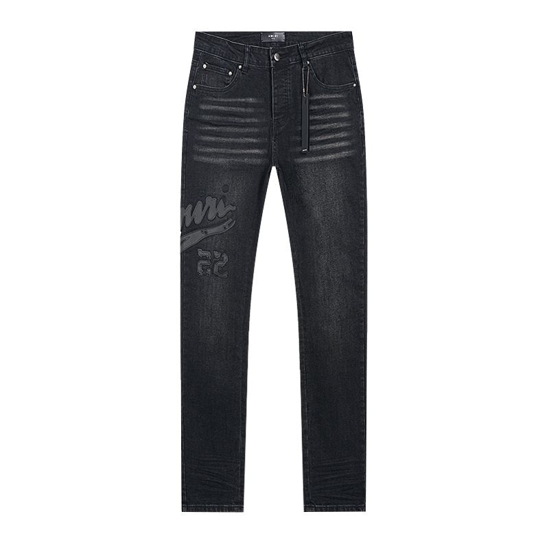 AMIRI Black Washed Graphic Jeans — front