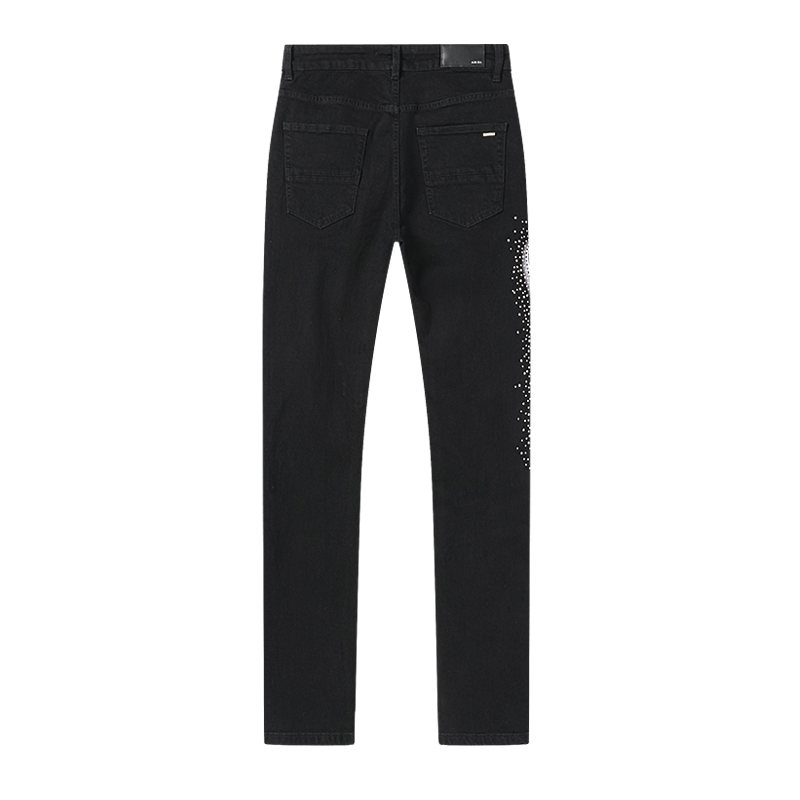 AMIRI Rhinestone-Style Side Graphic Black Jeans — back