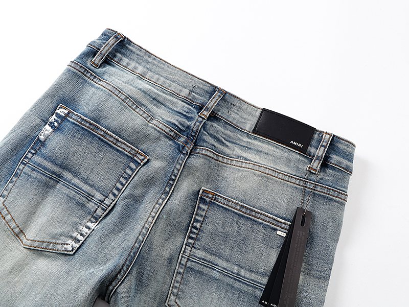 AMIRI Distressed Light Blue Jeans — detail