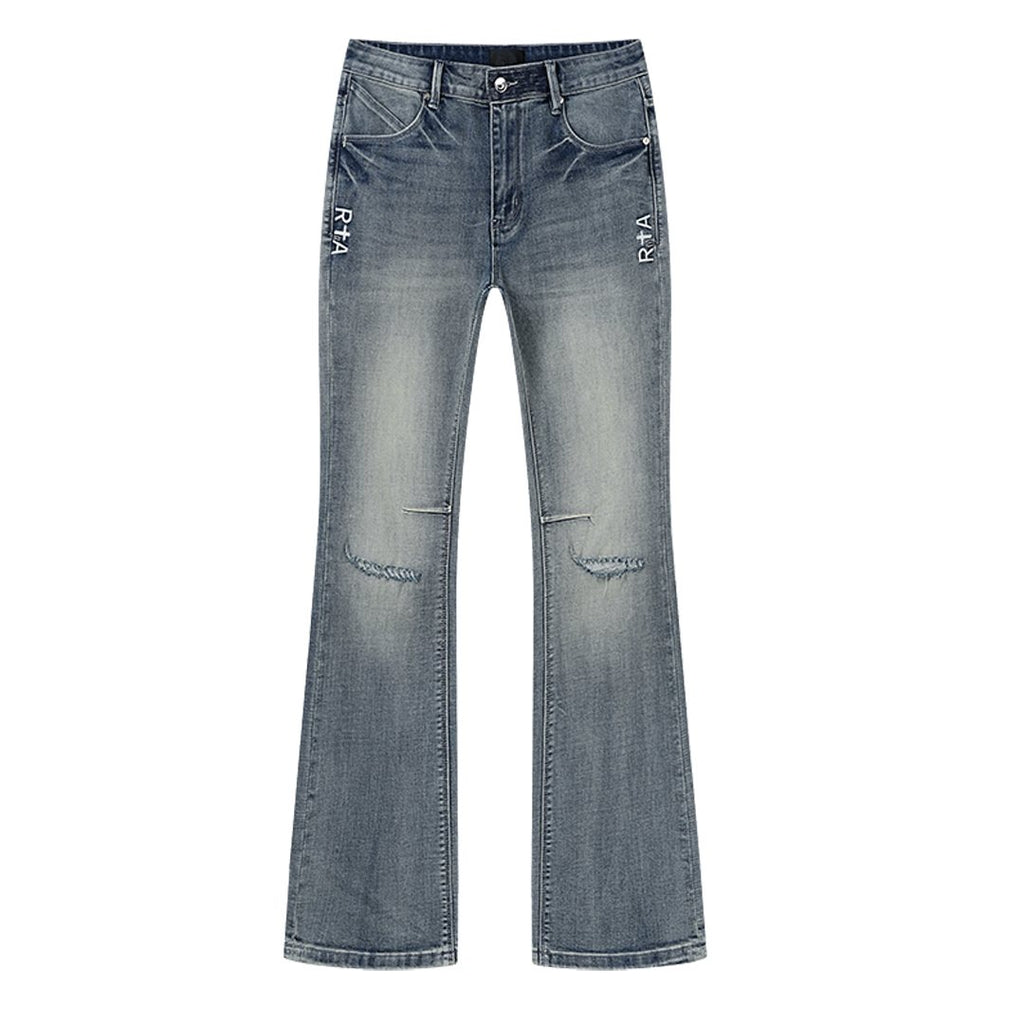 R+A Washed Blue Flared Jeans — hero