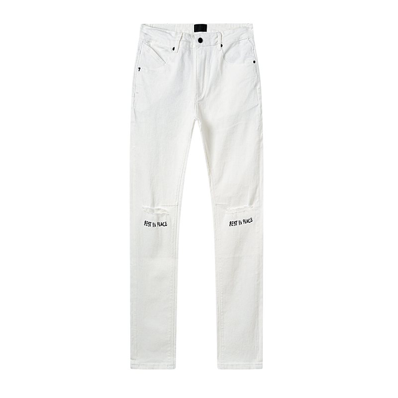 R+A White Cross Graphic Jeans — front