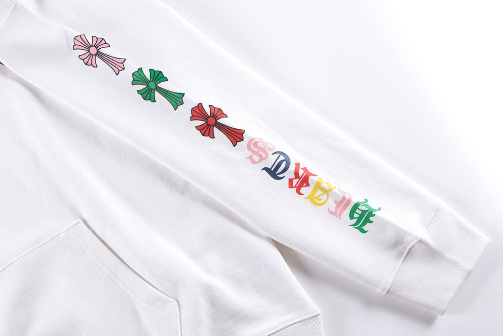 Chrome Hearts Multicolor Floral Cross Graphic Hoodie — detail
