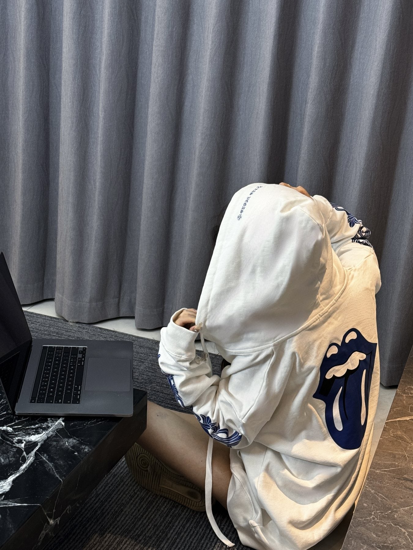 Chrome Hearts Blue Sleeve Graphic Zip Hoodie — context