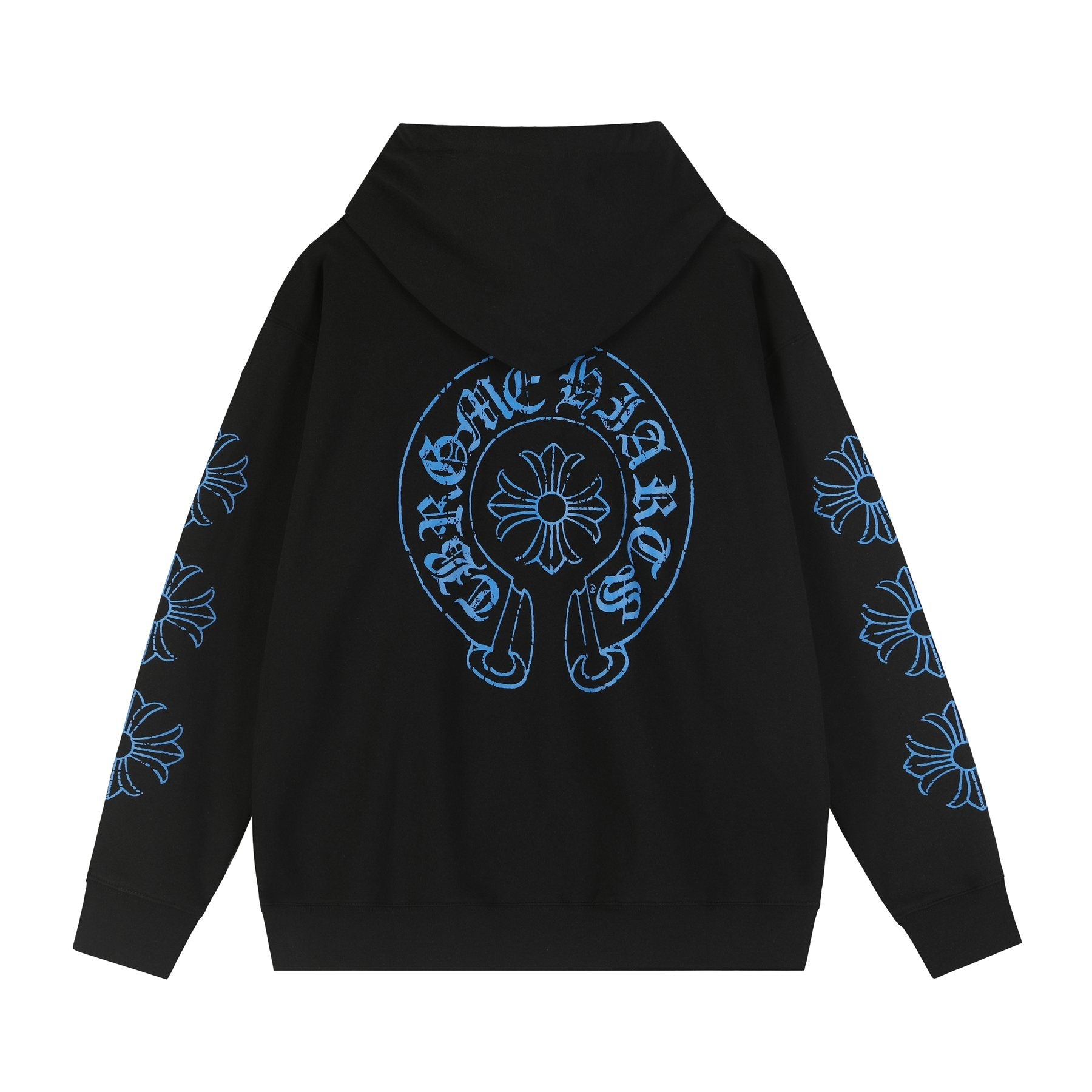 Chrome Hearts Blue Sanskrit Cross Zip Hoodie — back