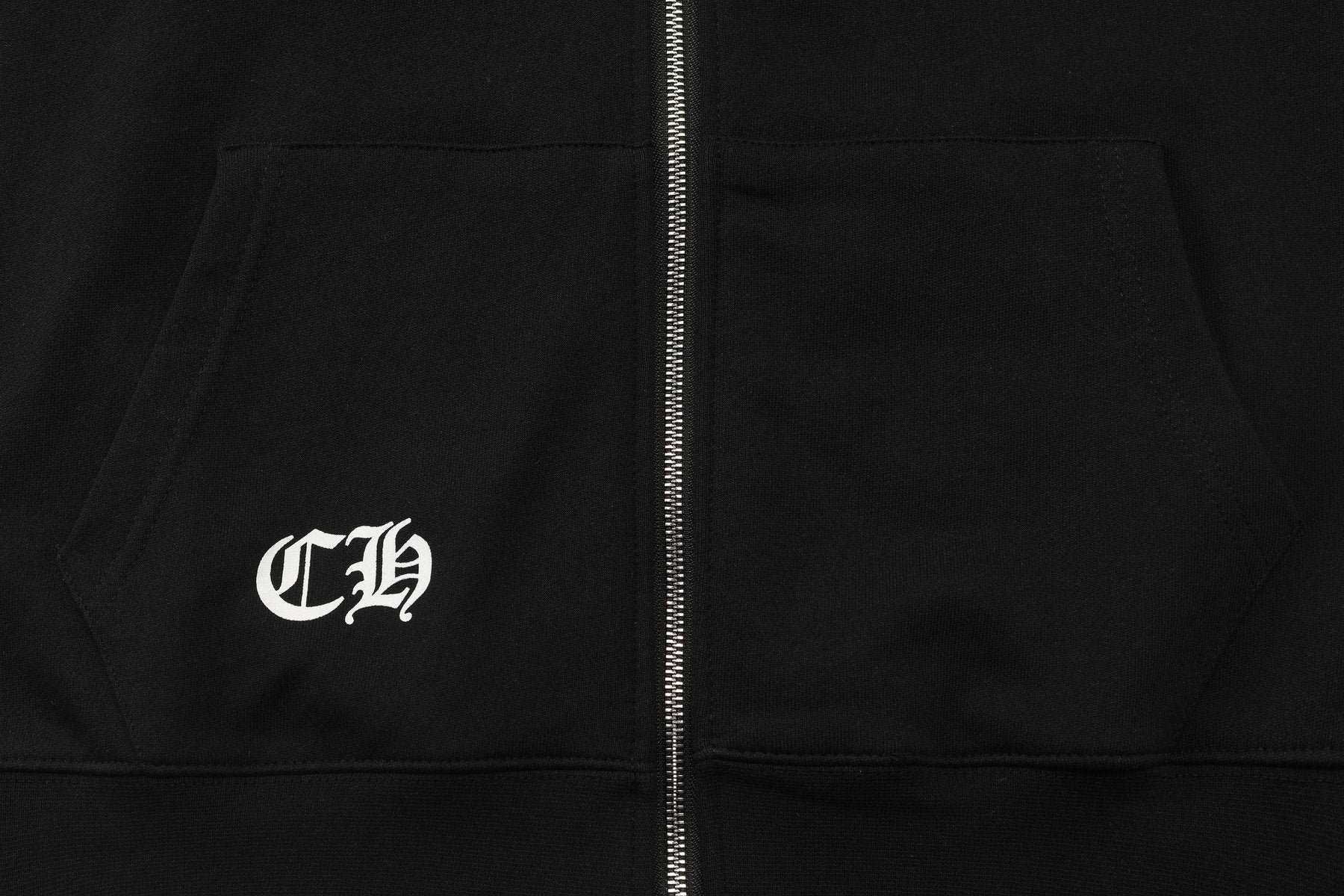 Chrome Hearts Blue Sanskrit Cross Zip Hoodie — detail