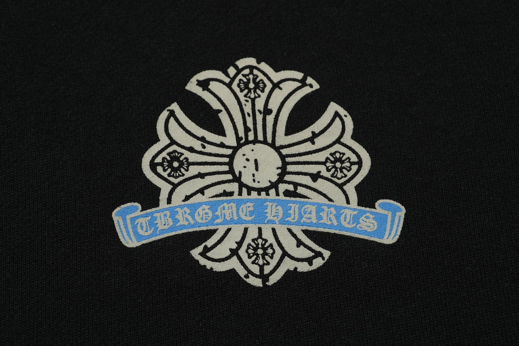 Chrome Hearts Blue Sanskrit Cross Zip Hoodie — detail