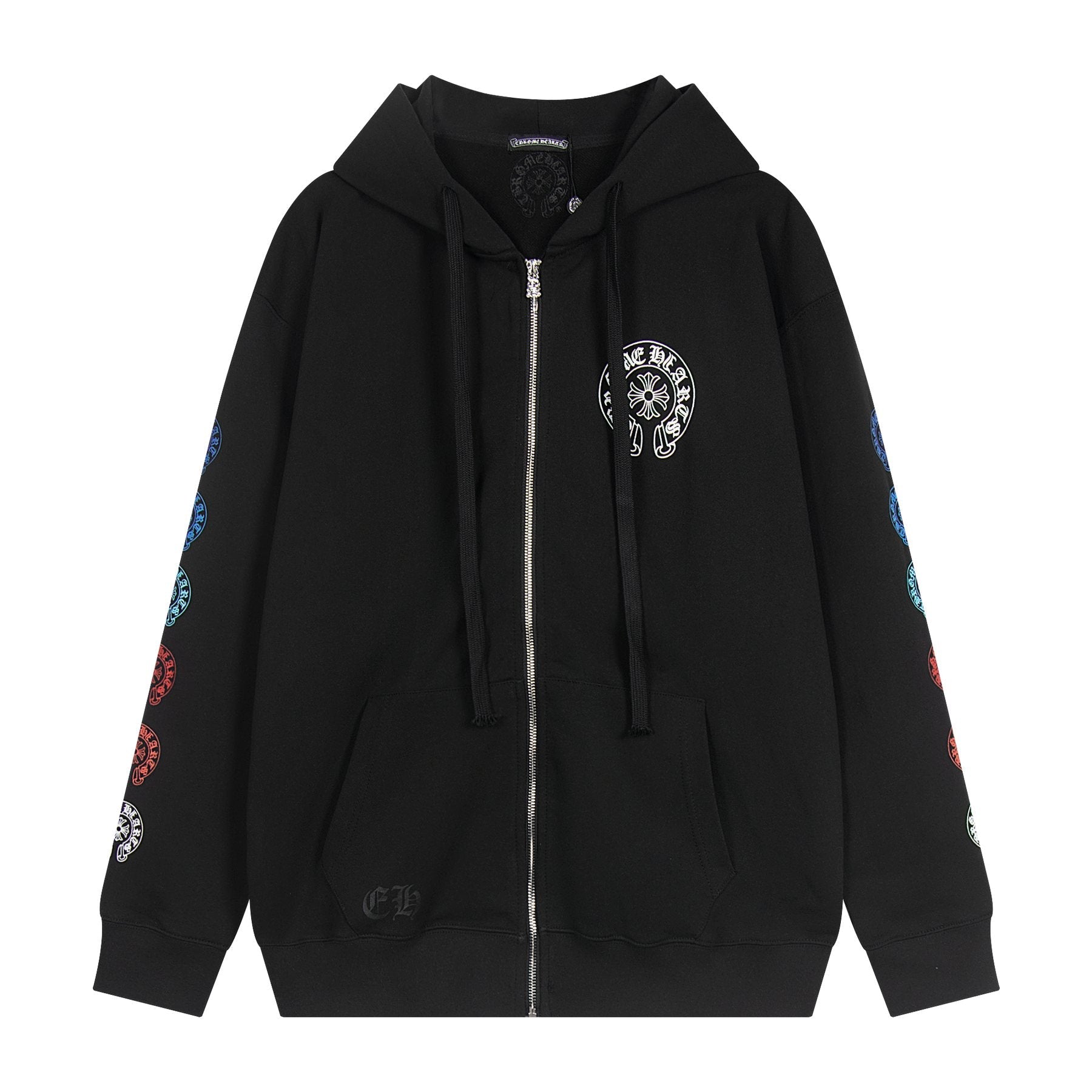 Chrome Hearts Rainbow Horseshoe Graphic Zip-Up Hoodie — front