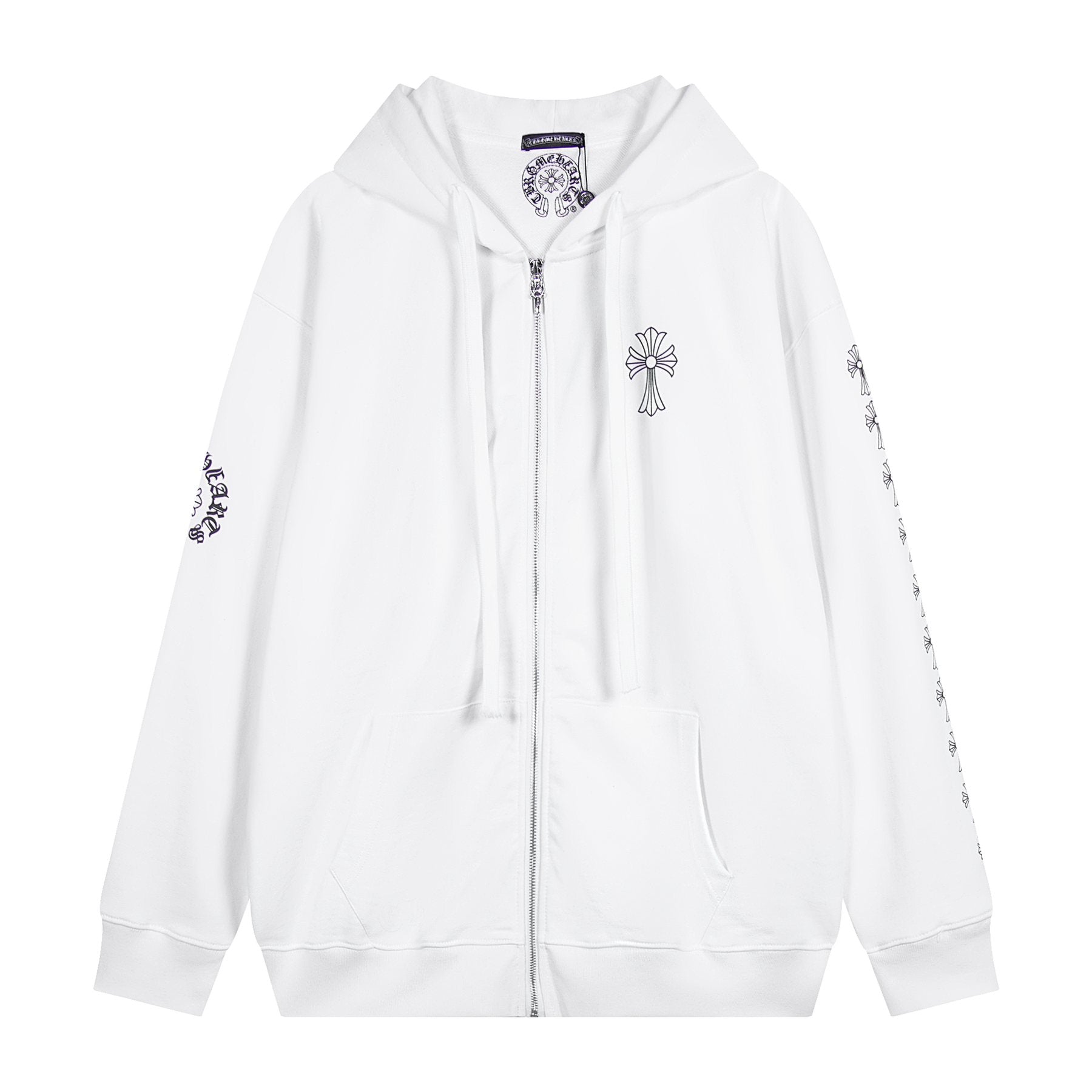Chrome Hearts Horseshoe Cross Sanskrit Zip Hoodie — front