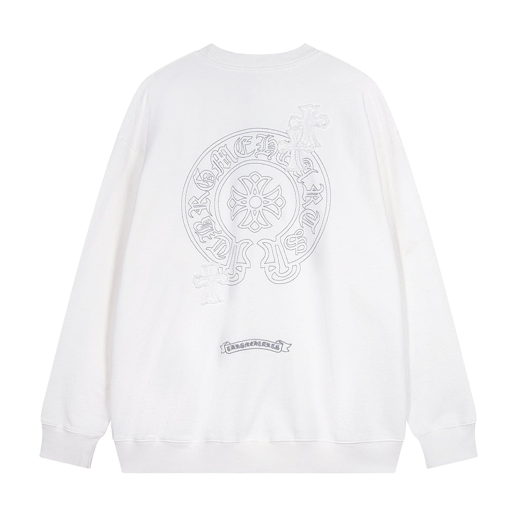 Chrome Hearts Rhinestone Horseshoe Applique Crewneck Sweatshirt — back