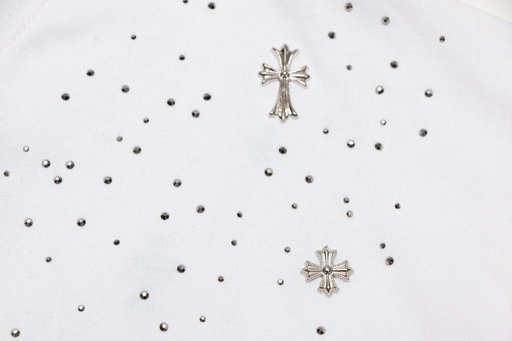 Chrome Hearts Rhinestone Cross Embellished T-Shirt — detail