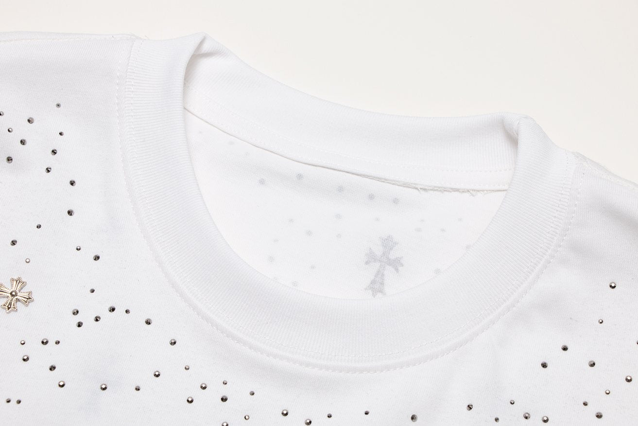 Chrome Hearts Rhinestone Cross Embellished T-Shirt — detail