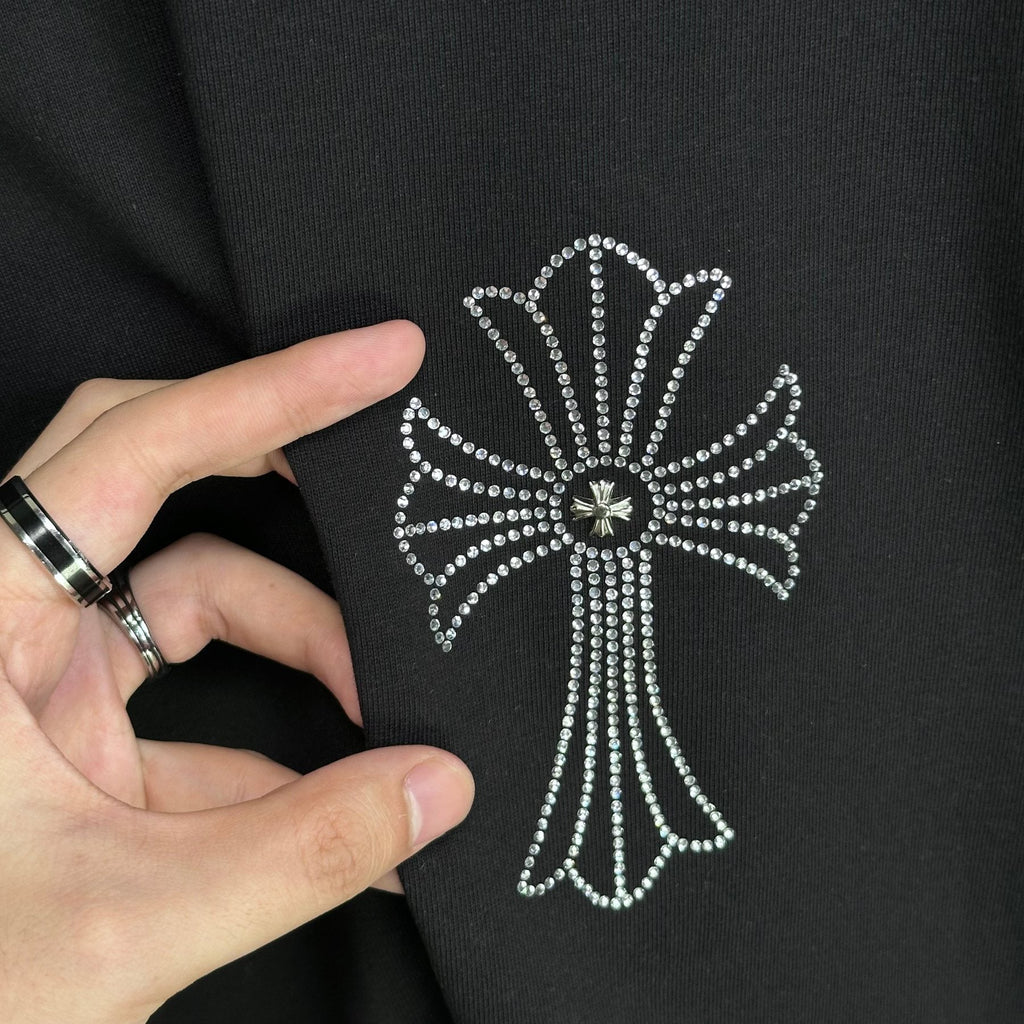Chrome Hearts Firework Rhinestone Cross Graphic T-Shirt — detail