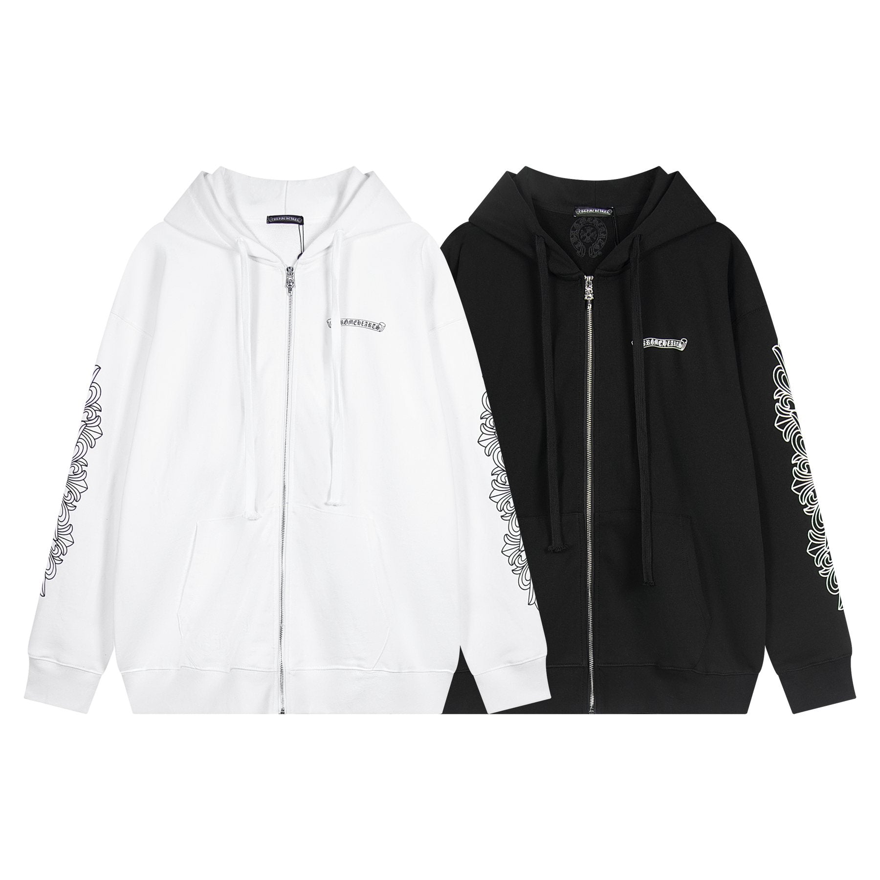 Chrome Hearts Horseshoe Cross Graphic Zip Hoodie — comparison