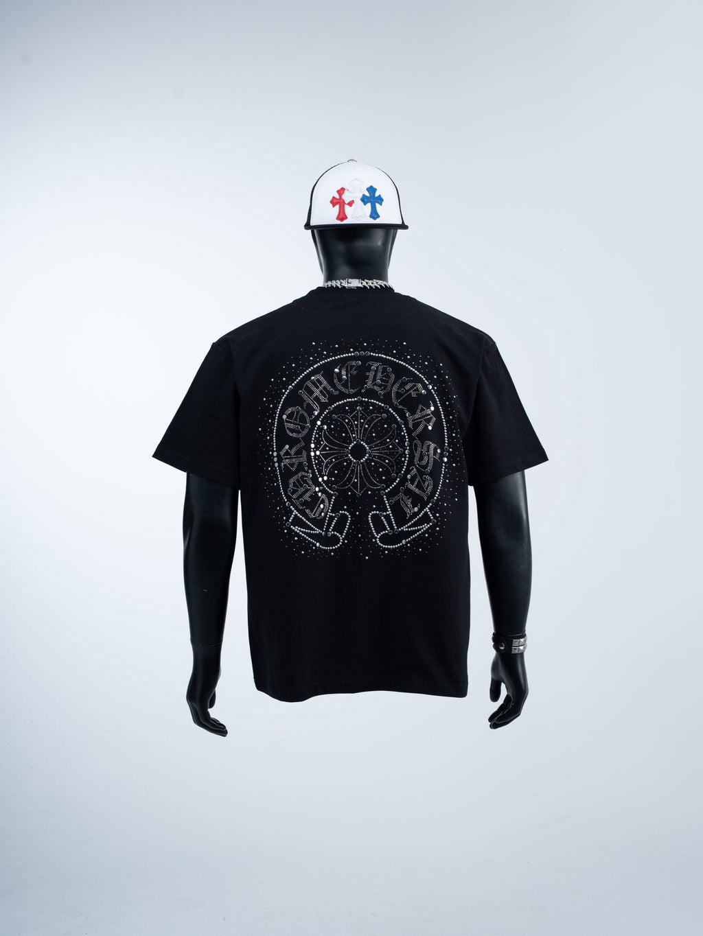 Chrome Hearts Rhinestone-Style Graphic T-Shirt — back