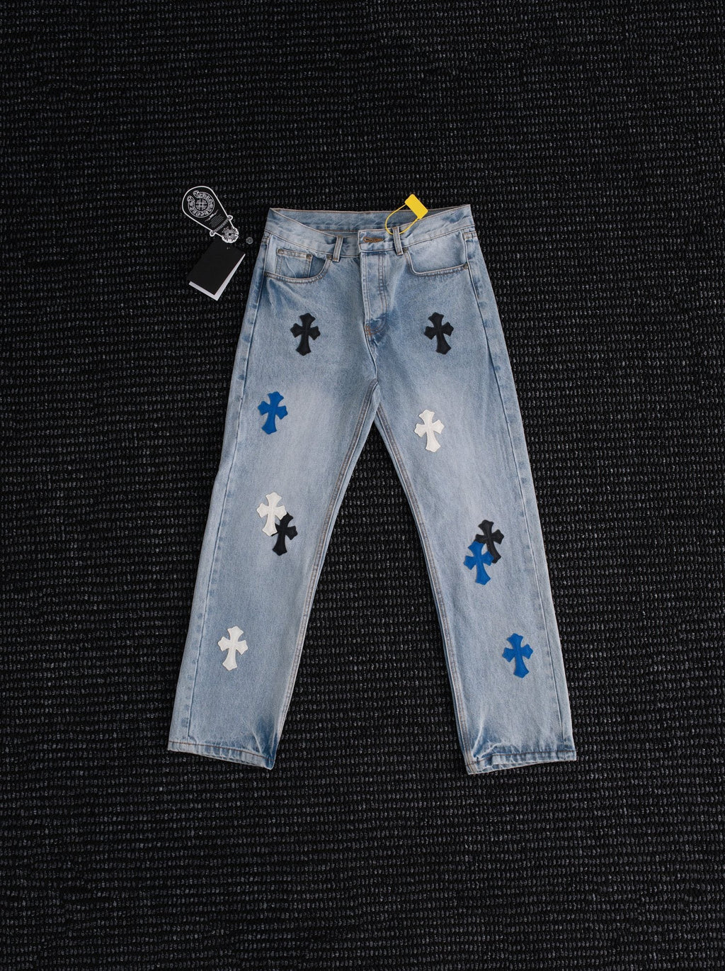 Chrome Hearts Cross Patch Light Blue Denim Jeans — hero