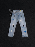 Chrome Hearts Cross Patch Light Blue Denim Jeans — hero