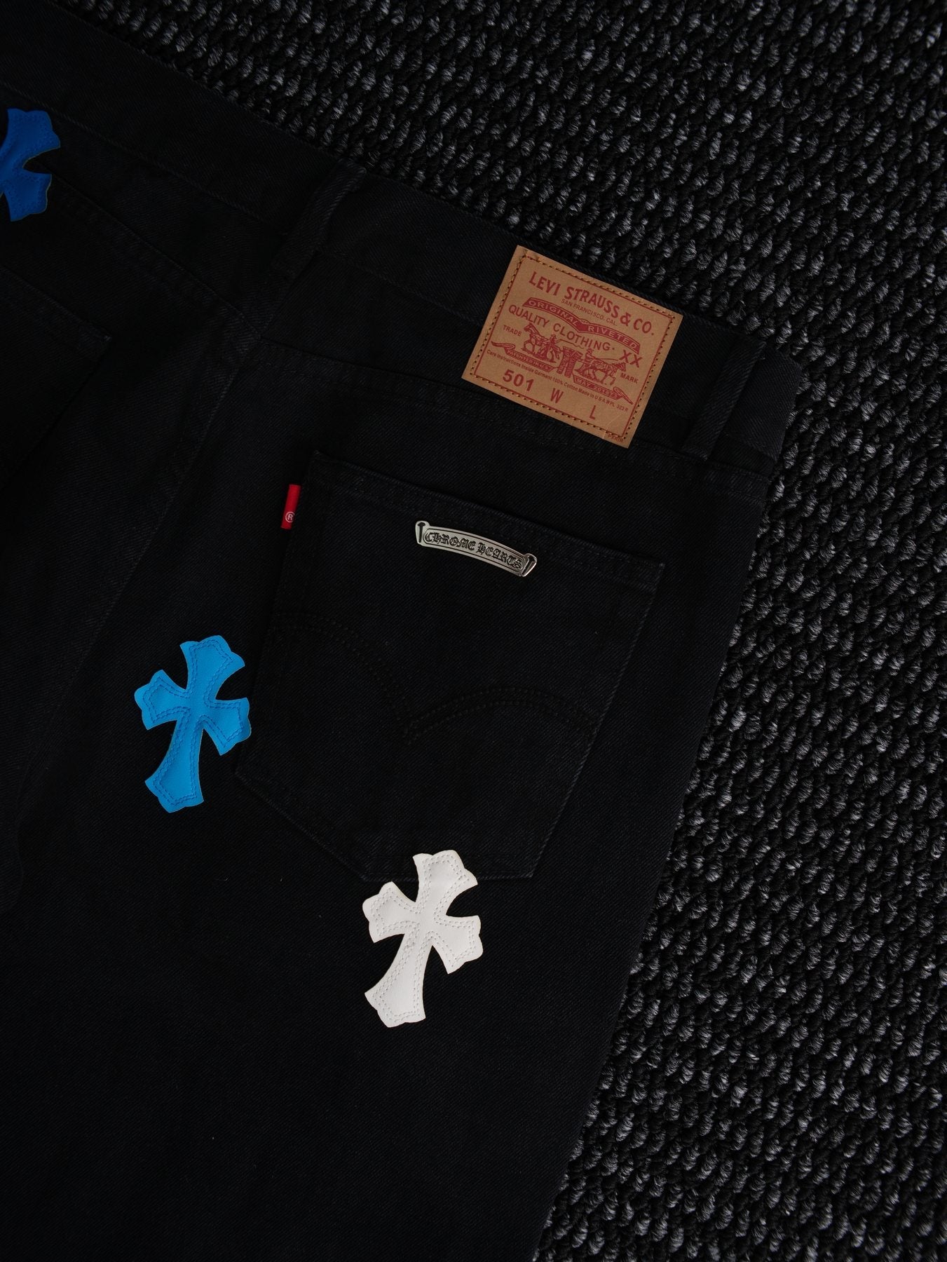 Chrome Hearts Cross Patch Black Jeans — detail