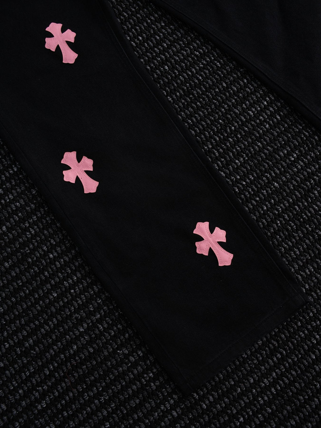 Chrome Hearts Pink Cross Patch Black Jeans — detail