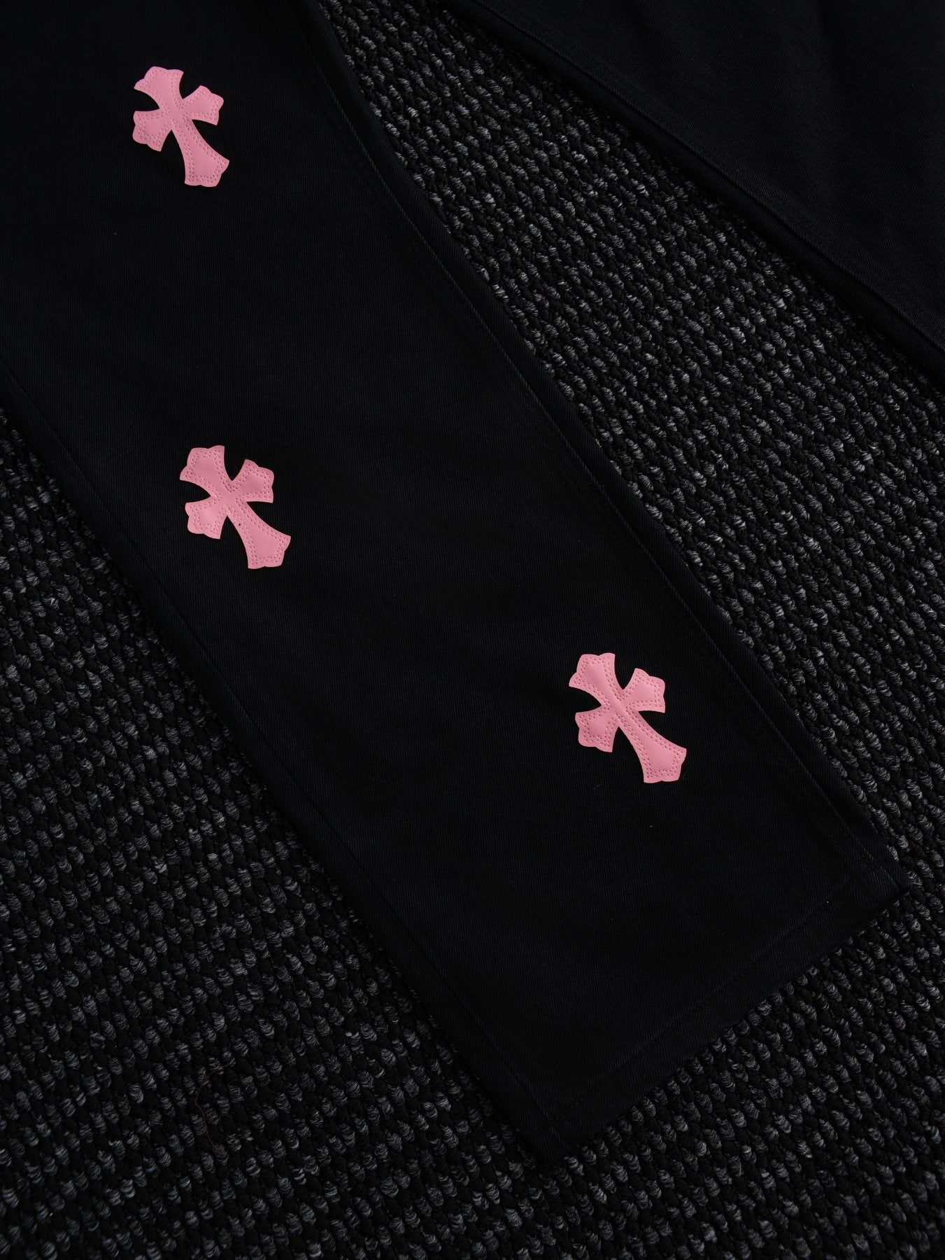 Chrome Hearts Pink Cross Patch Black Jeans — detail