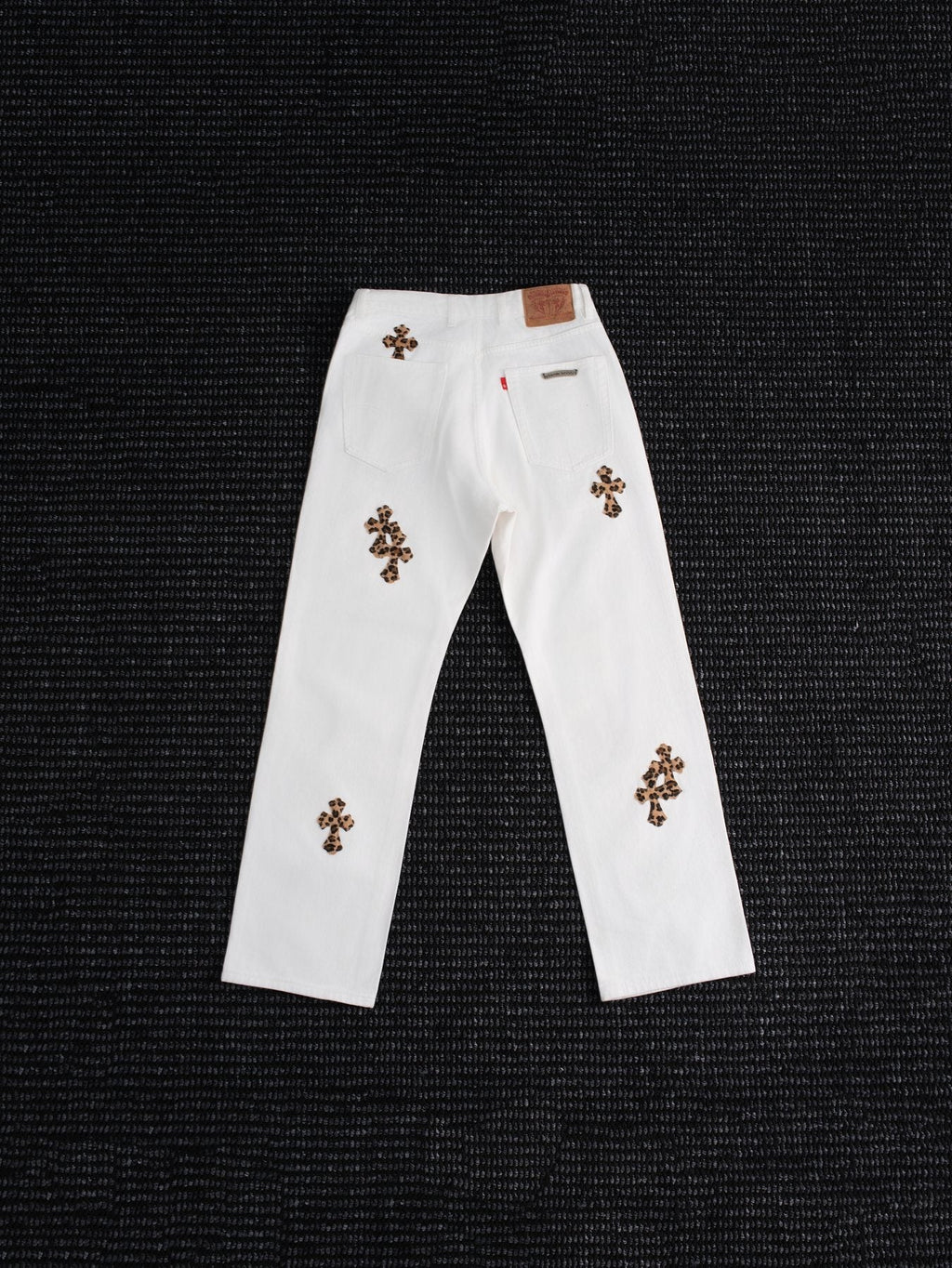 Chrome Hearts White Cross Applique Graphic Jeans — back