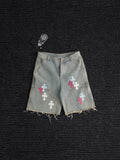 Chrome Hearts Cross Patch Light Blue Denim Shorts — hero