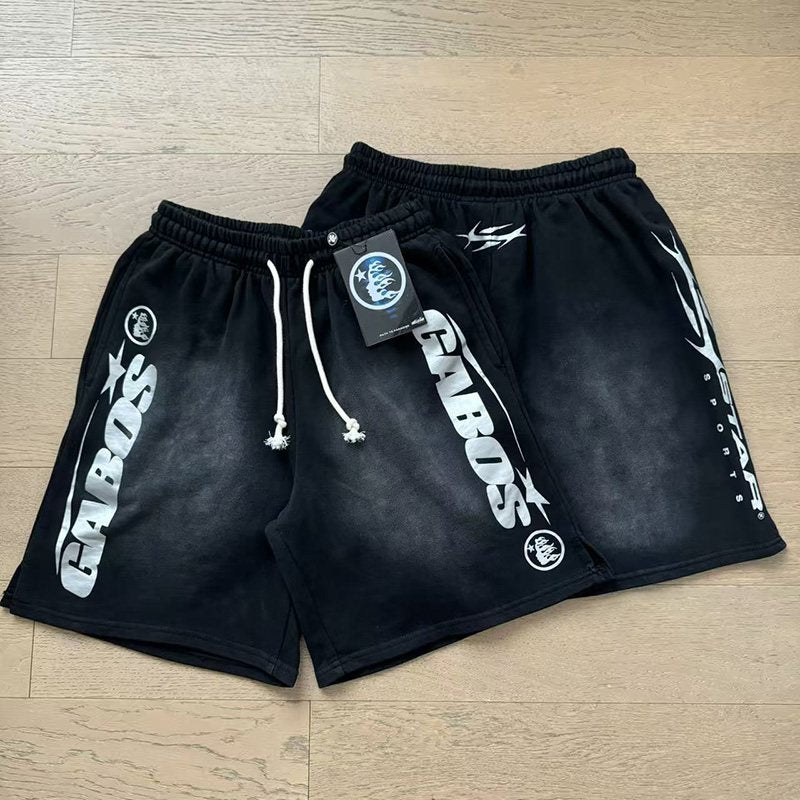GABOS Washed Black Side Graphic Shorts — front