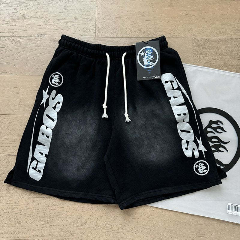 GABOS Washed Black Side Graphic Shorts — context